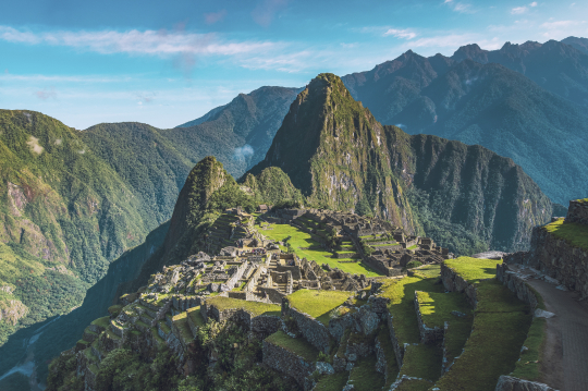 Blick über Machu Picchu, die Ruinenstadt in Peru